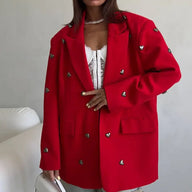 Red Heart Decorated Suit Jacket