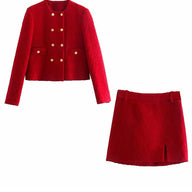 Red Vintage Tweed Two Piece Set