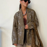 Embroidery Flower Bead Blazer Coat