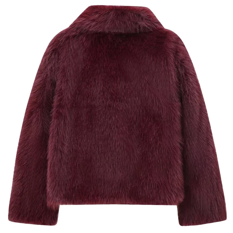 Burgundy Fur Bomber Jacket