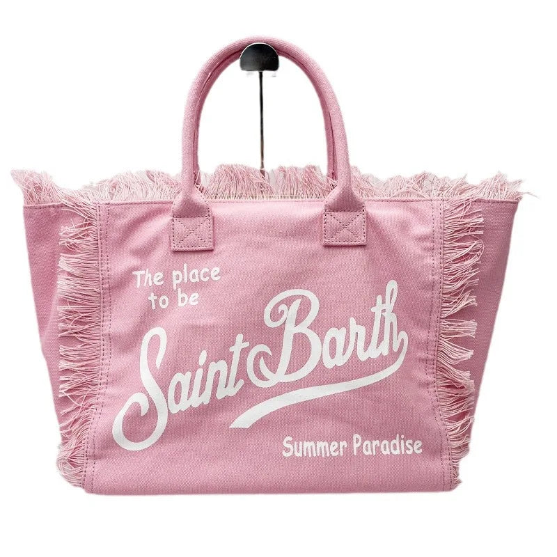 Pink Saint Barth Canvas Beach Tote