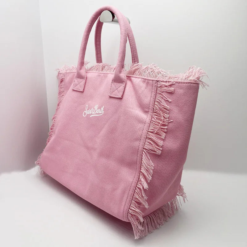 Pink Saint Barth Canvas Beach Tote