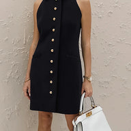 Sleeveless Lapel Dress