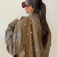 Embroidery Flower Bead Blazer Coat