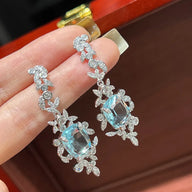 Aquamarine Blue Zirconia Diamond Earrings