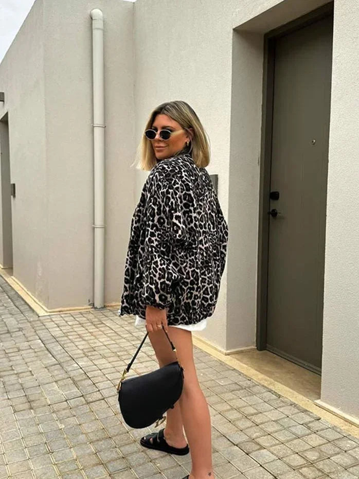 Retro Leopard Print Cotton Coat