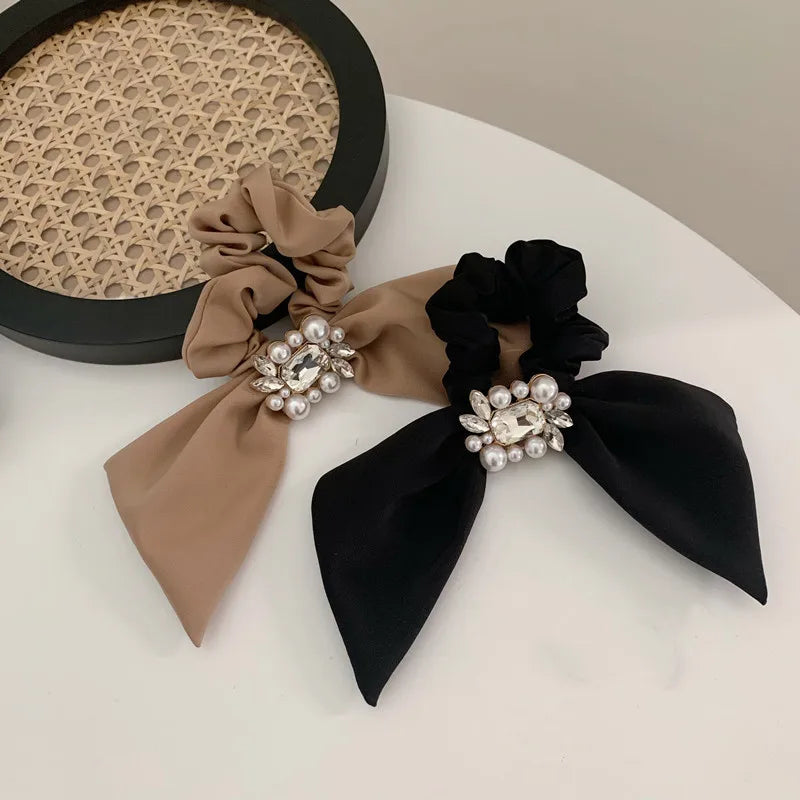 Pearl Satin Scrunchies