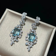 Aquamarine Blue Zirconia Diamond Earrings