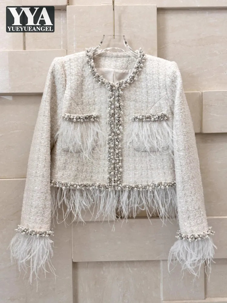 Crystal Feather Tweed Jacket