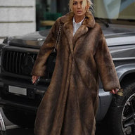 Brown Faux Fur Long Overcoat