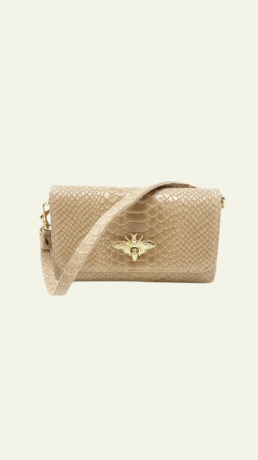 Leather Butterfly Crossbody Beige