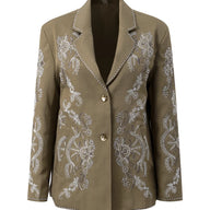 Embroidery Flower Bead Blazer Coat