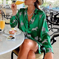 Animal Printed Satin Blouse