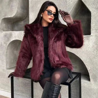 Burgundy Fur Bomber Jacket