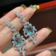 Aquamarine Blue Zirconia Diamond Earrings