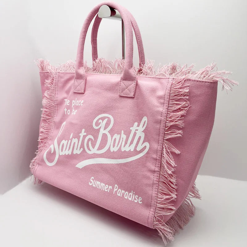 Pink Saint Barth Canvas Beach Tote