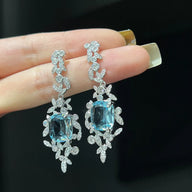 Aquamarine Blue Zirconia Diamond Earrings