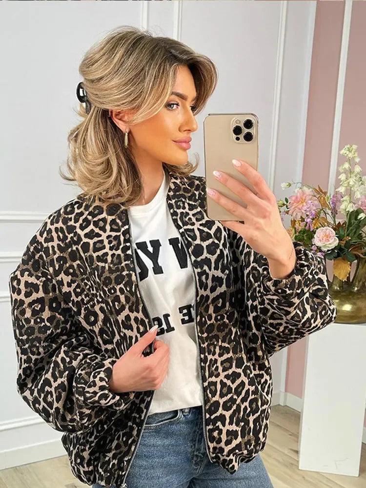 Retro Leopard Print Cotton Coat