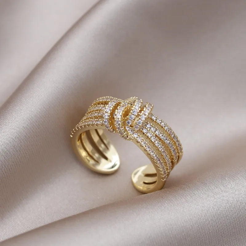 Gold Plated Knot Adjustable Ring