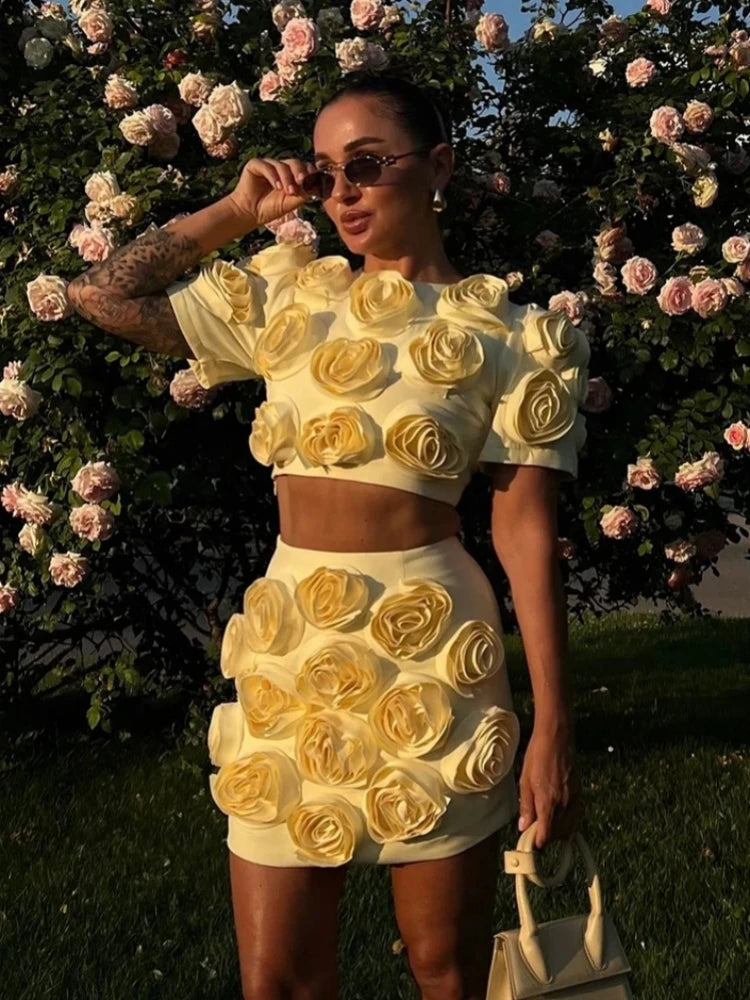 3D Flower Two Piece Set