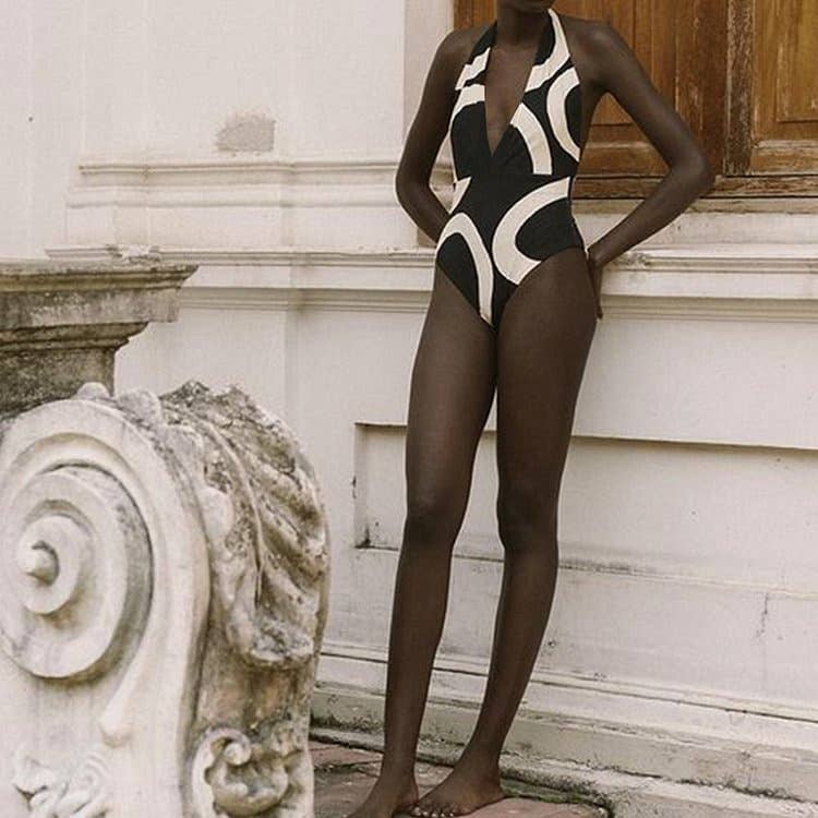 SET: Modern Muse Once Piece Swim & Matching Sarong