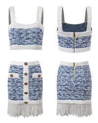 SET: Summer Tweed Top & Tassel Skirt