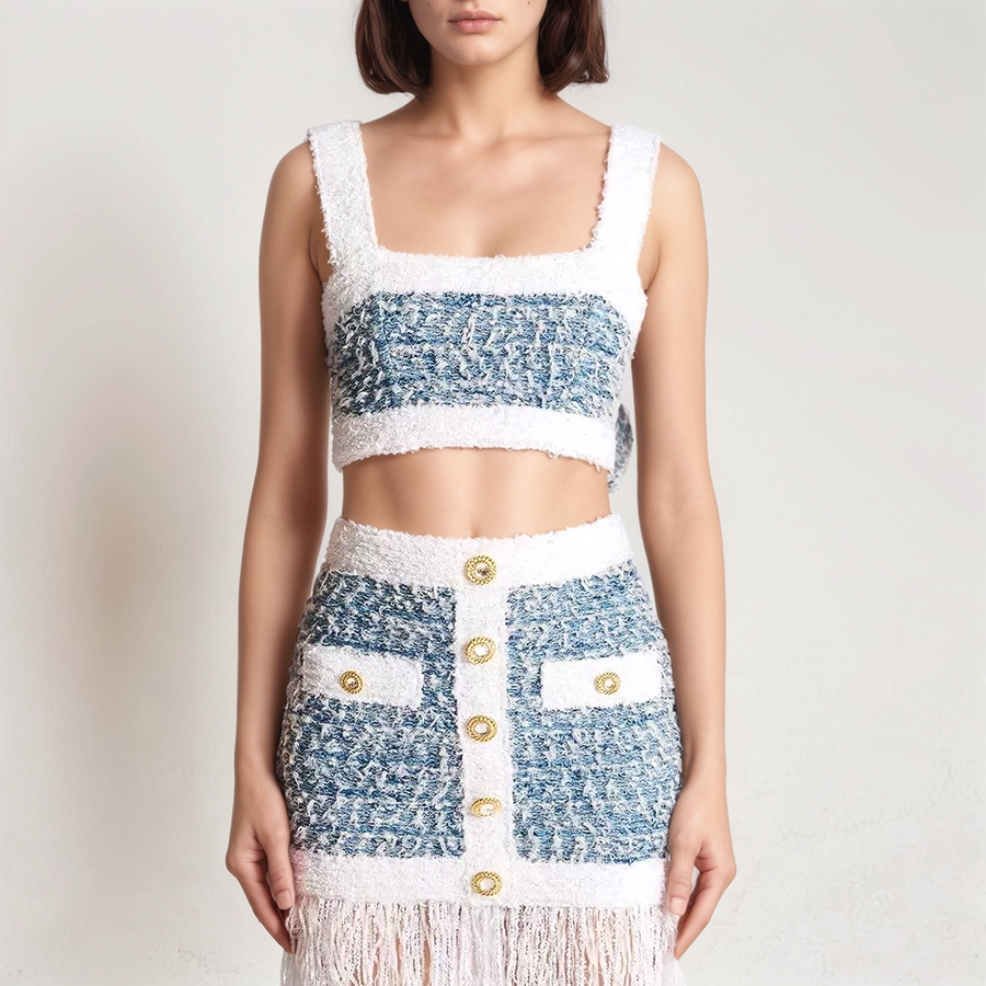 SET: Summer Tweed Top & Tassel Skirt
