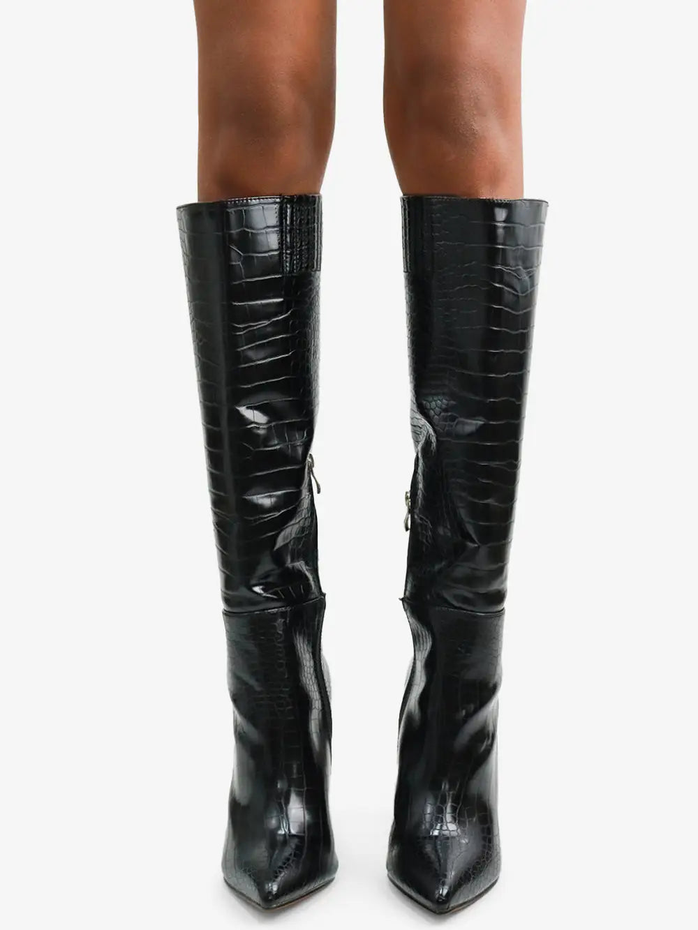 Under the Knee Crocodile Stiletto Boots