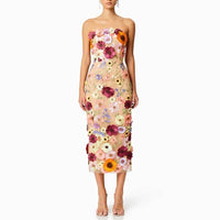 Floral Embroidered Tube Midi