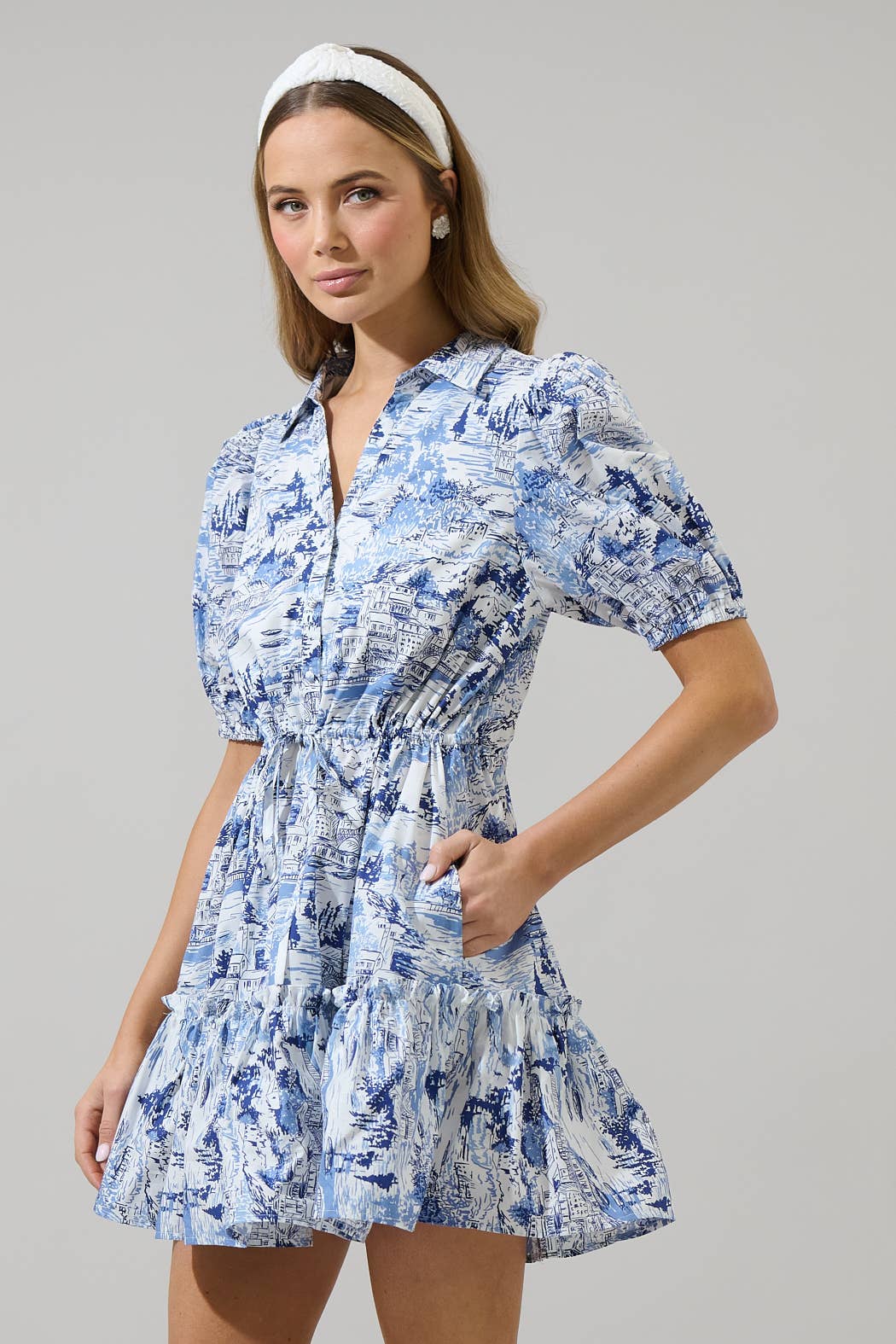 Francine Toile Button Down Mini Dress